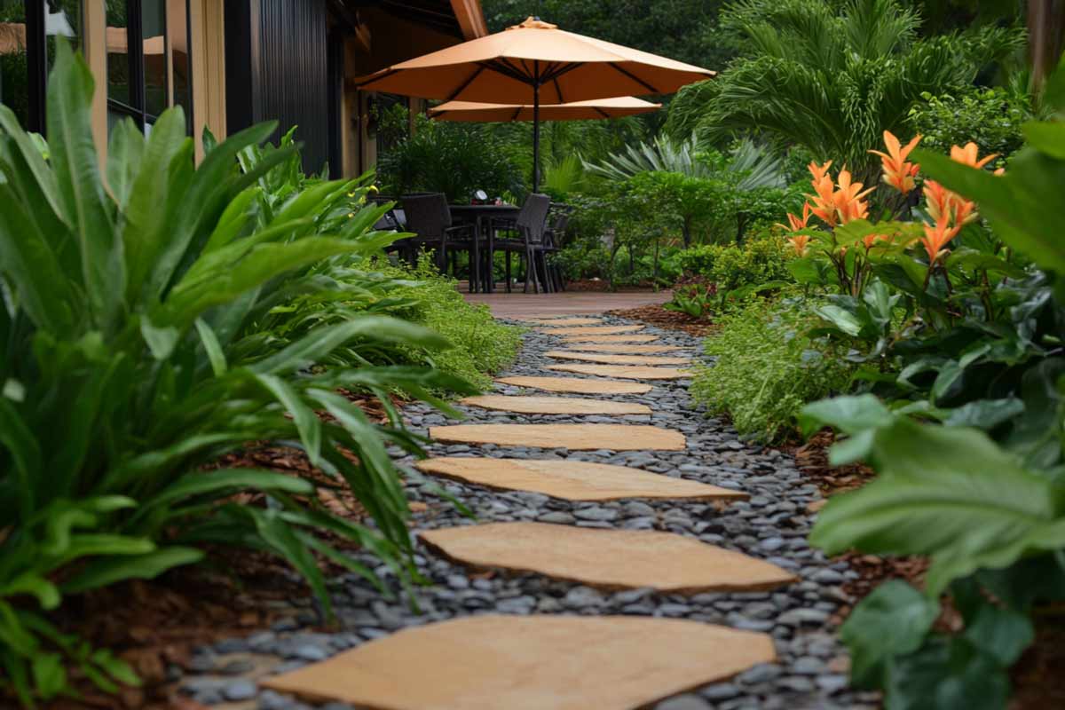 Stepping Stone Walkways in The Villages, FL | Almost Famous Lawns in The Villages, FL | Landscaping | Mulching | Weeding | Landscape Design